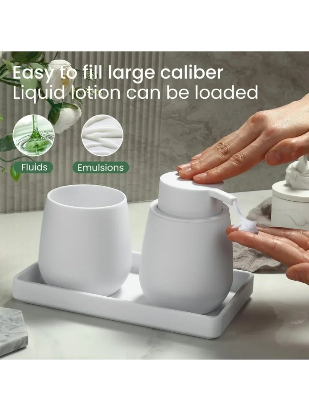 Modern 3-Piece Bathroom Accessories Set - Soap Dispenser, Toothbrush Holder